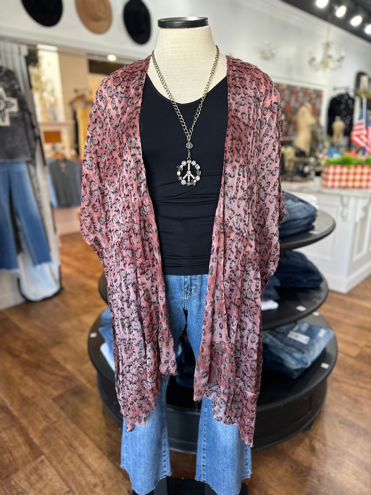 Sheer Dyed Leopard Kimono
