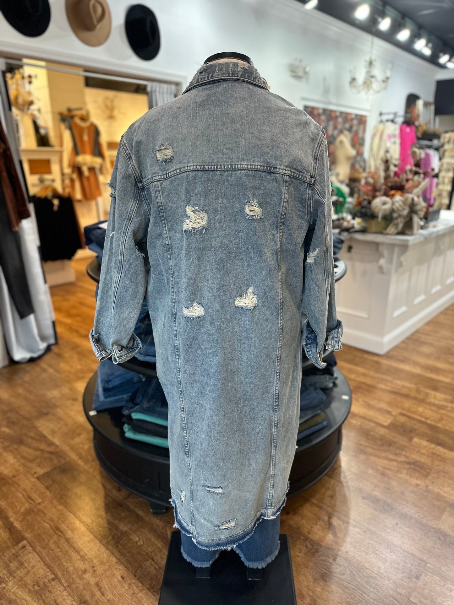 Stylish Staple Long Denim Jacket
