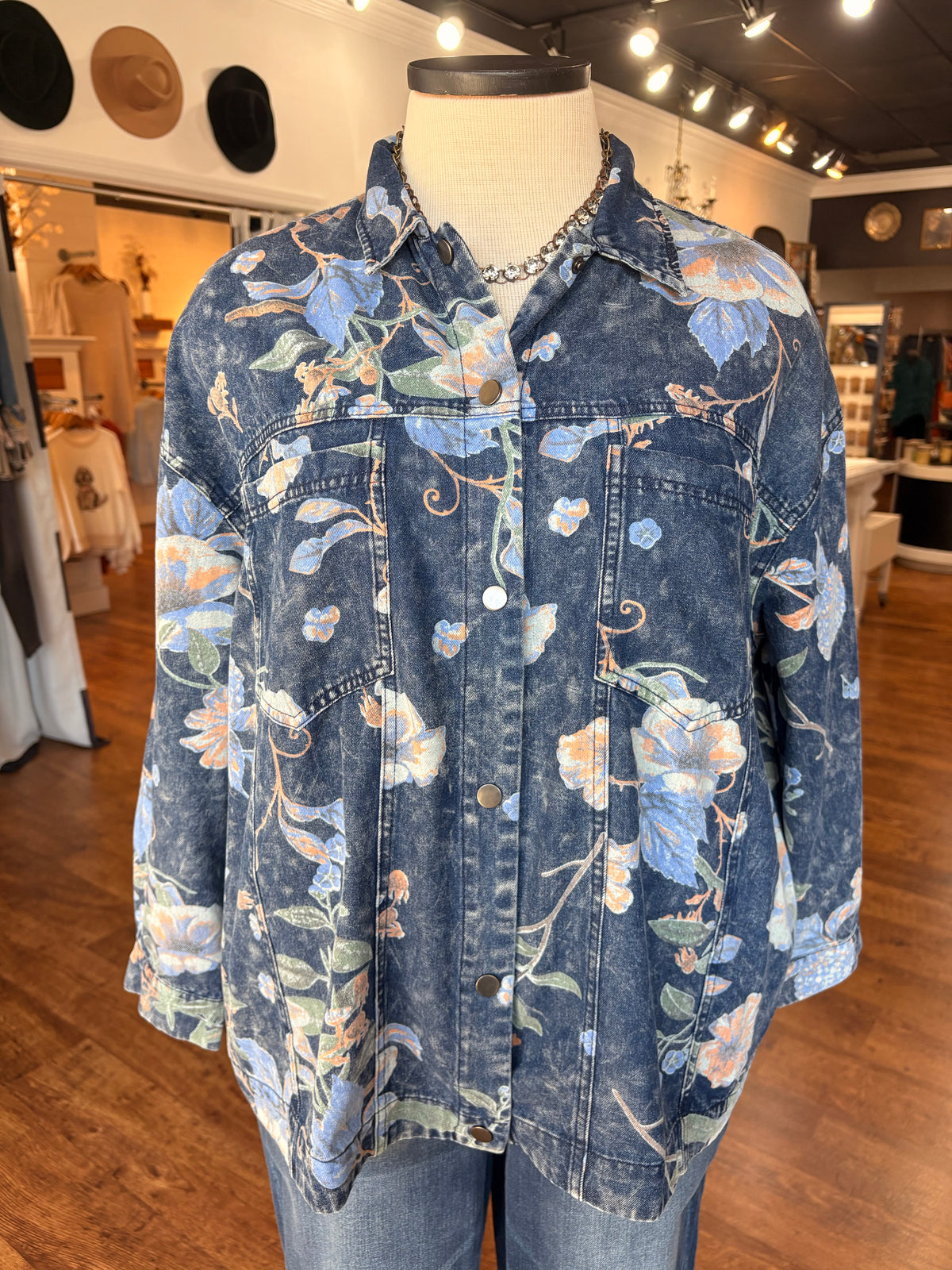 Make It Known Floral Denim Jacket
