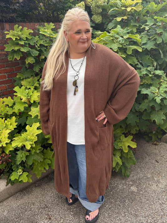 Flawless Feeling Tie Front Cardigan ~ Espresso