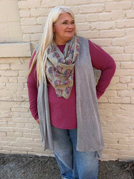 Just Right Waffle Knit Top ~ Cabernet