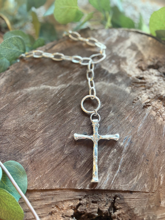 On a Journey Cross Necklace - Silver