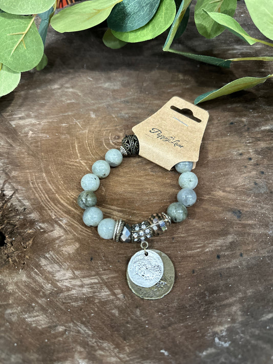 Calling Dibs Grey Beaded Charm Bracelet