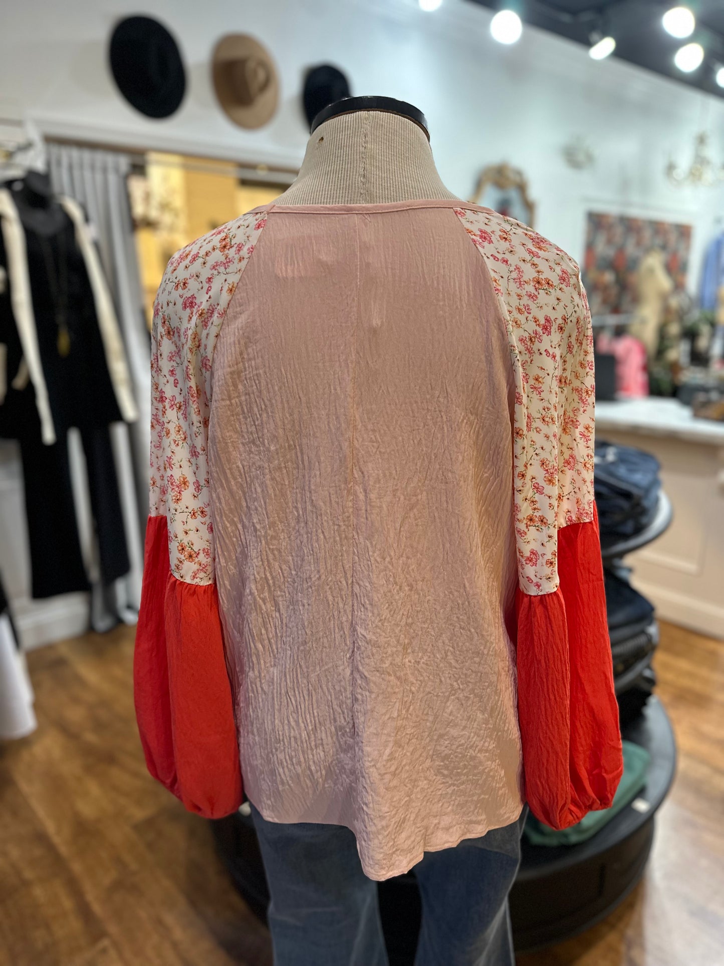 Look Ahead Floral Colorblock Top