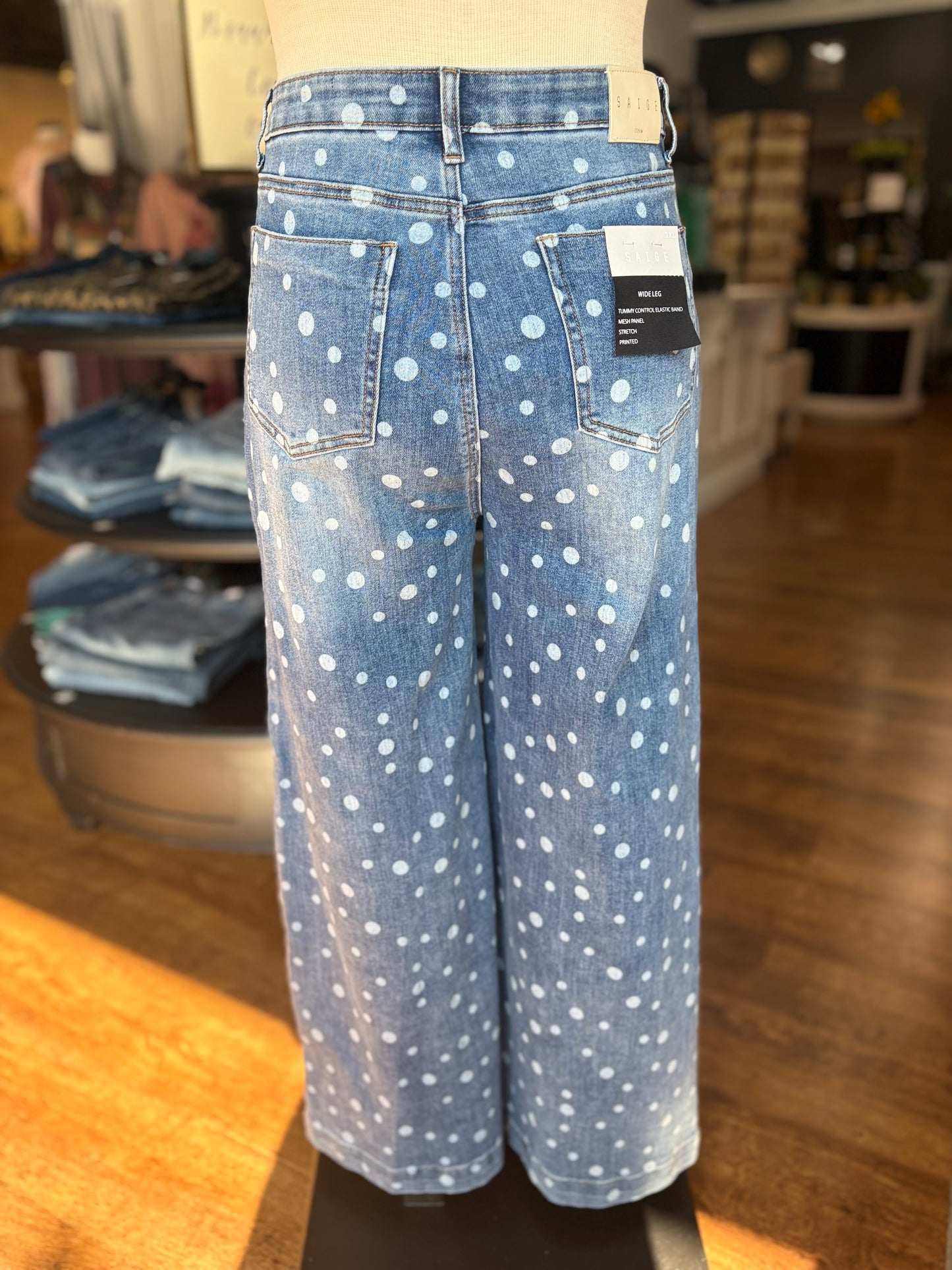 High Rise Wide Leg Dot Print Jean ~ DOTTIE