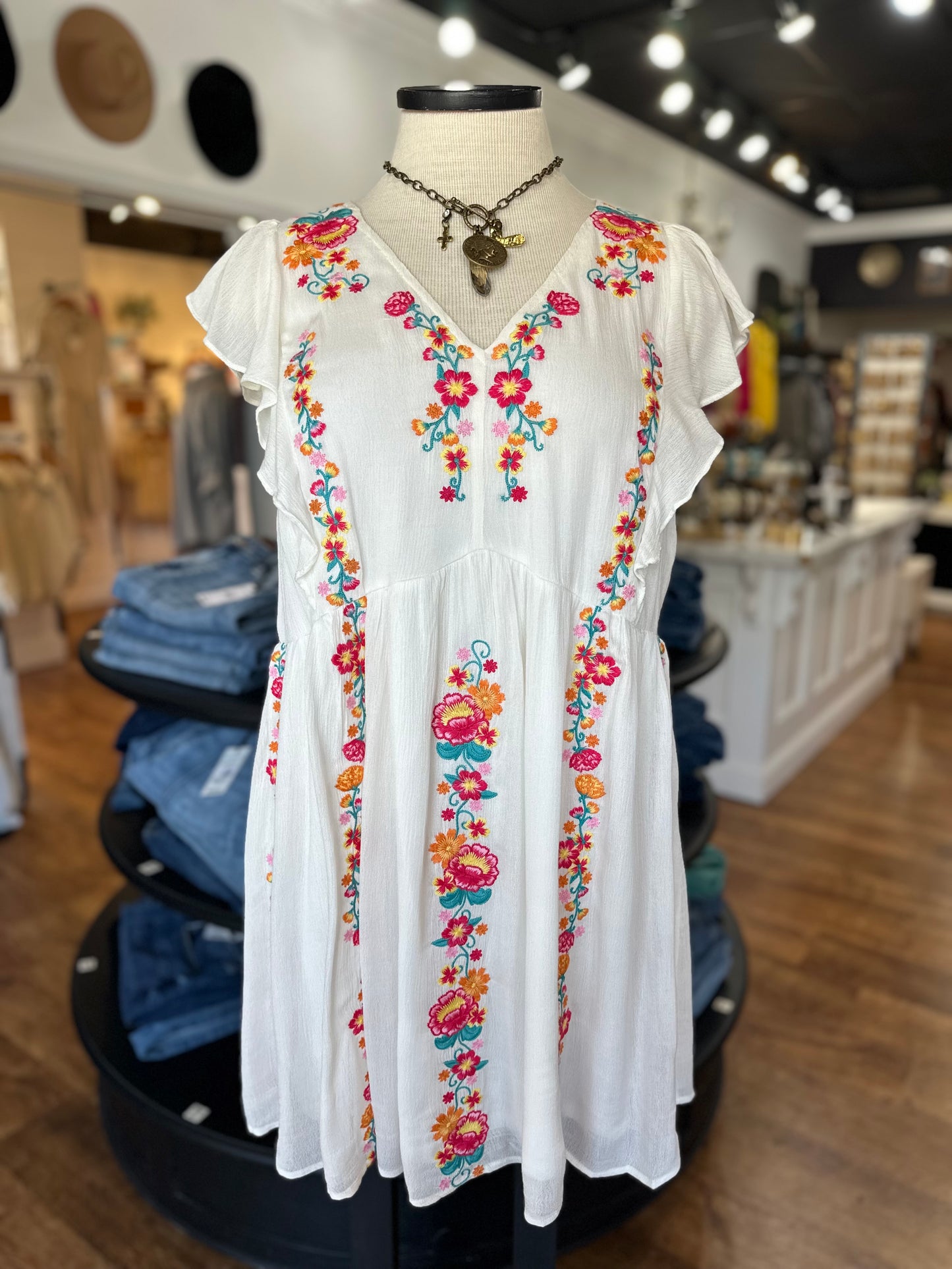 Pull It Together Embroidered Dress