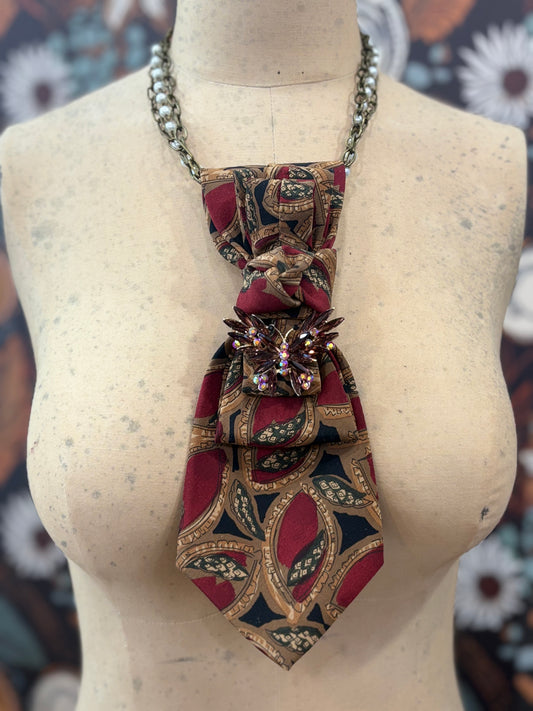 The It Girl Necktie Necklace Accessory / Brick Red