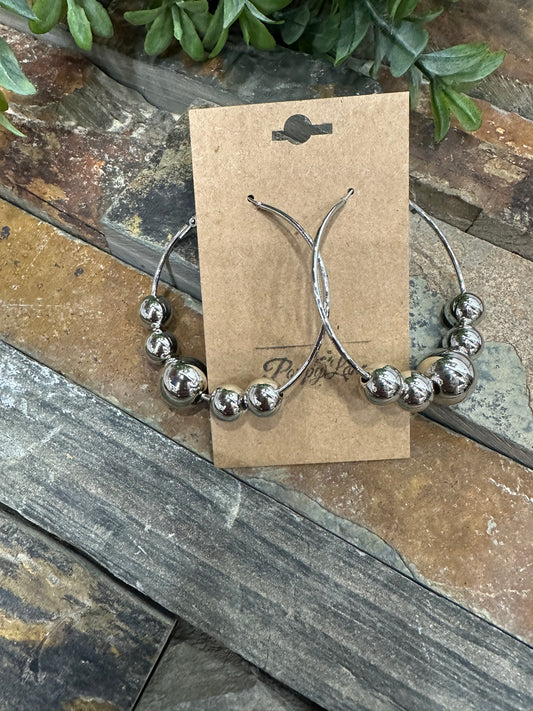 Keeping It On Brand Hoop Earrings ~ Silver