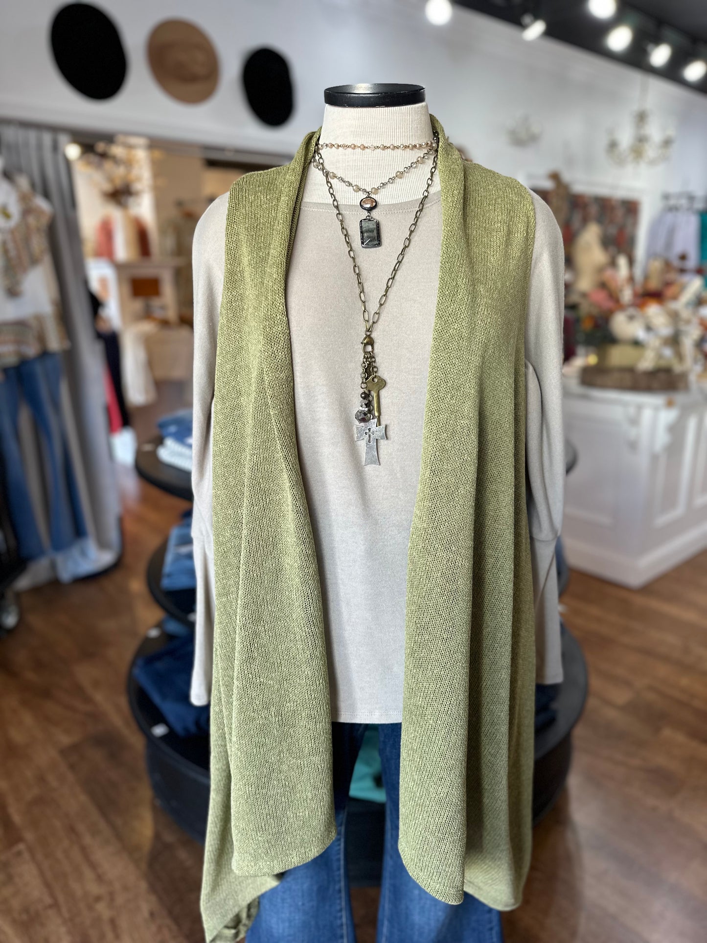 Halfway There Sleeveless Vest ~ Avocado