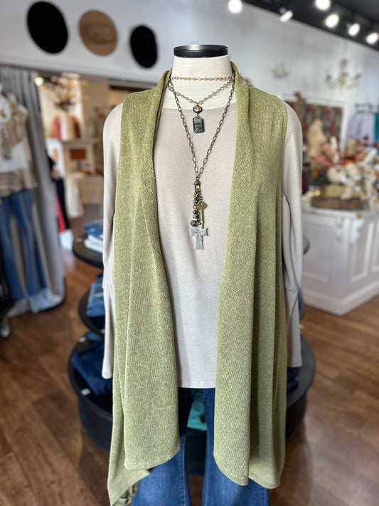 Halfway There Sleeveless Vest ~ Avocado