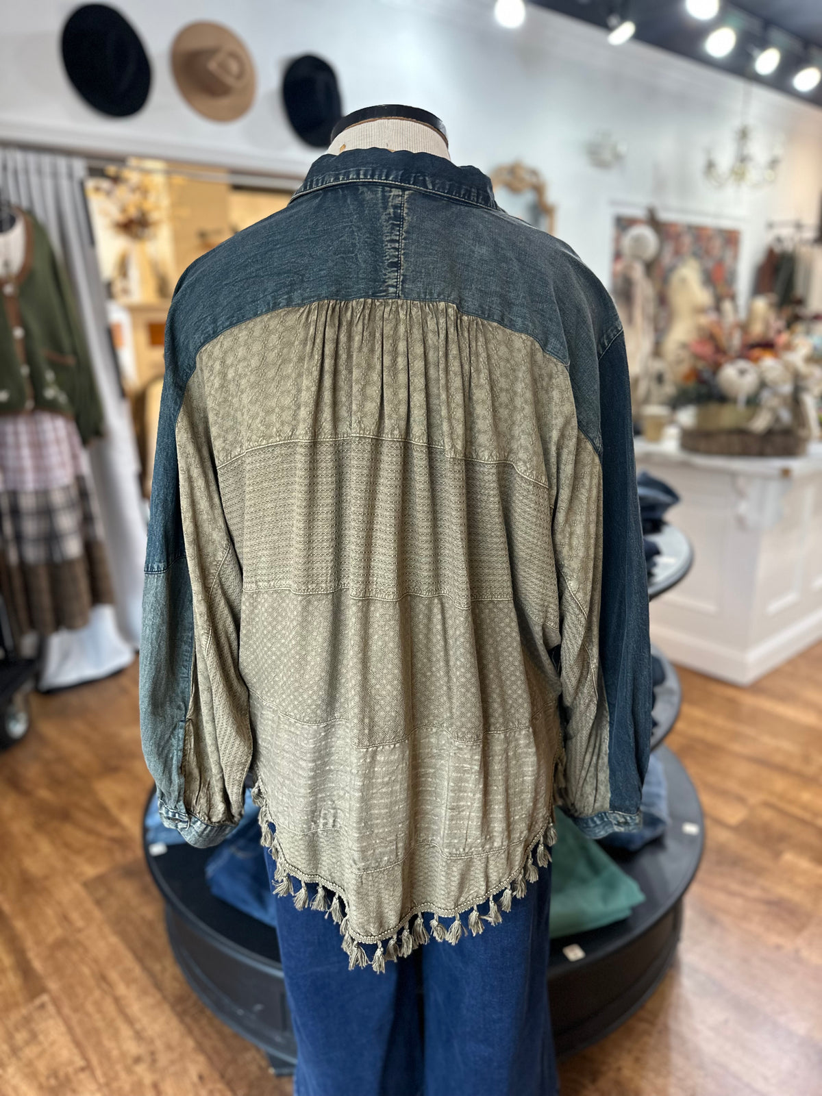 Take Me Home Velvet & Denim Top