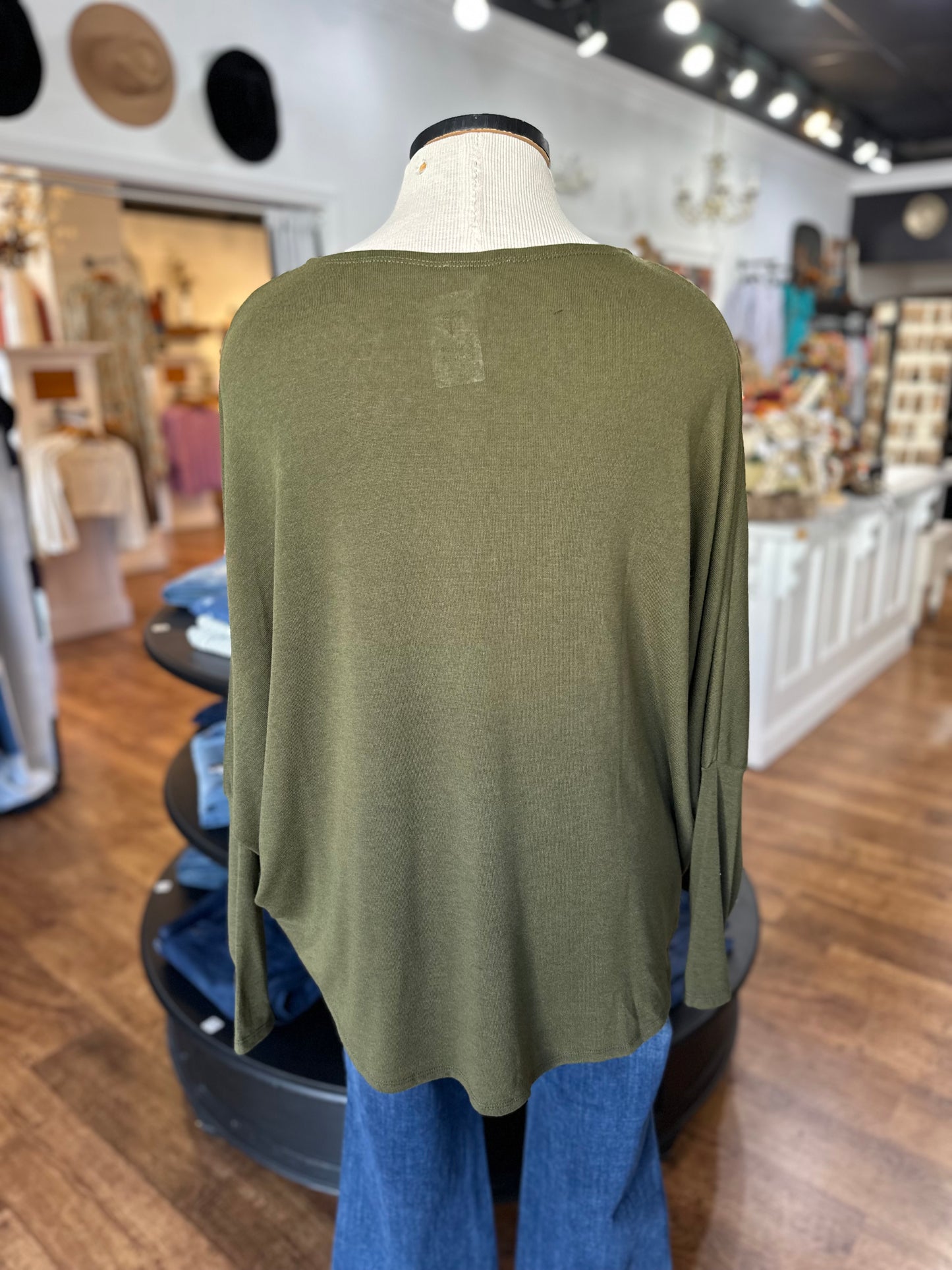 Keep Talking Long Sleeved Top ~Olive