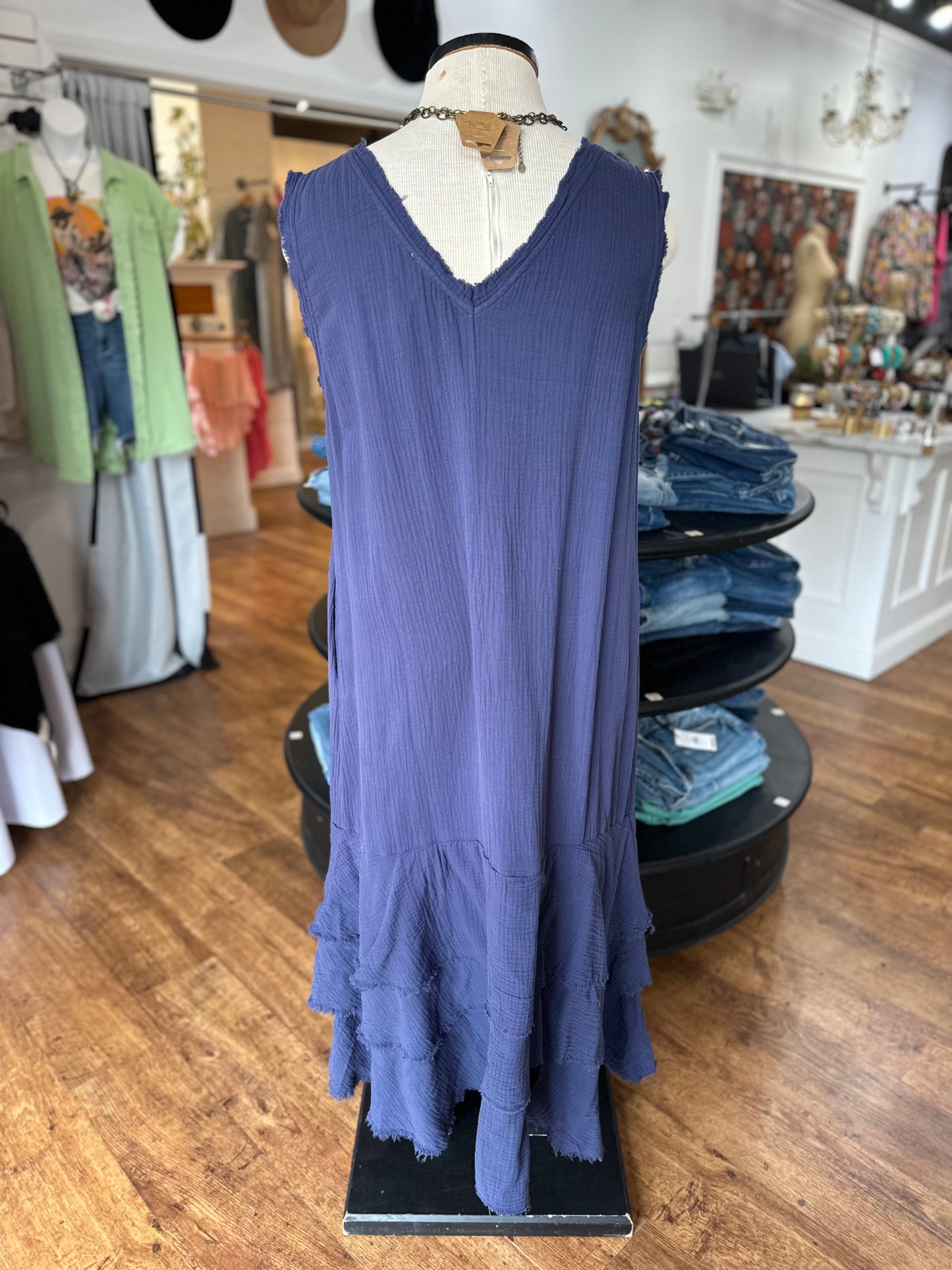 Nothing Complicated Cotton Crepe Dress ~ Navy