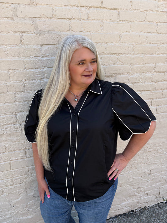 Midtown Meet Up Button Down Top