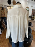 First Class Reservations Pinstripe Button Down Top ~ White