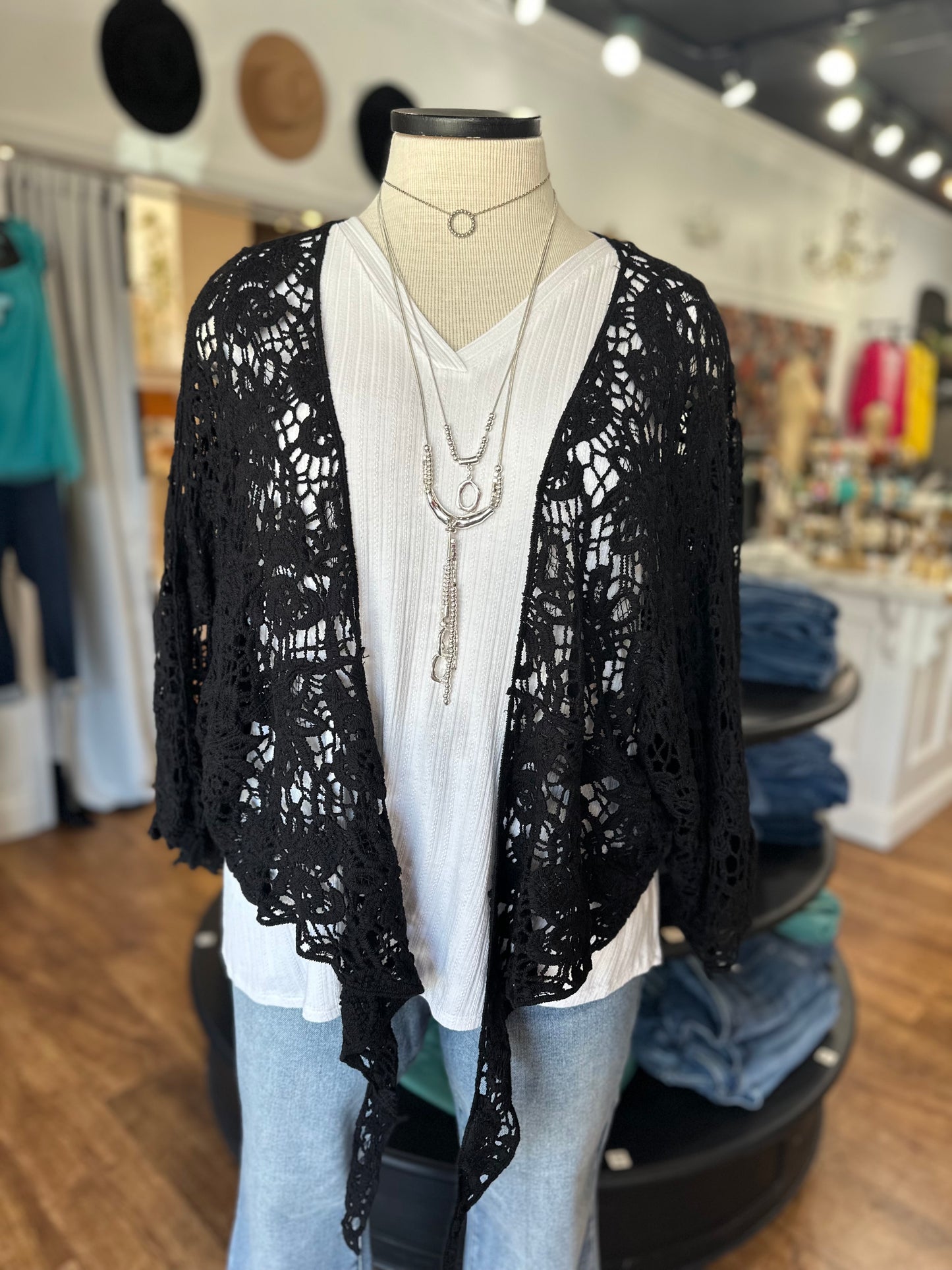 Seal The Deal Tie Hem Cardigan ~ Black