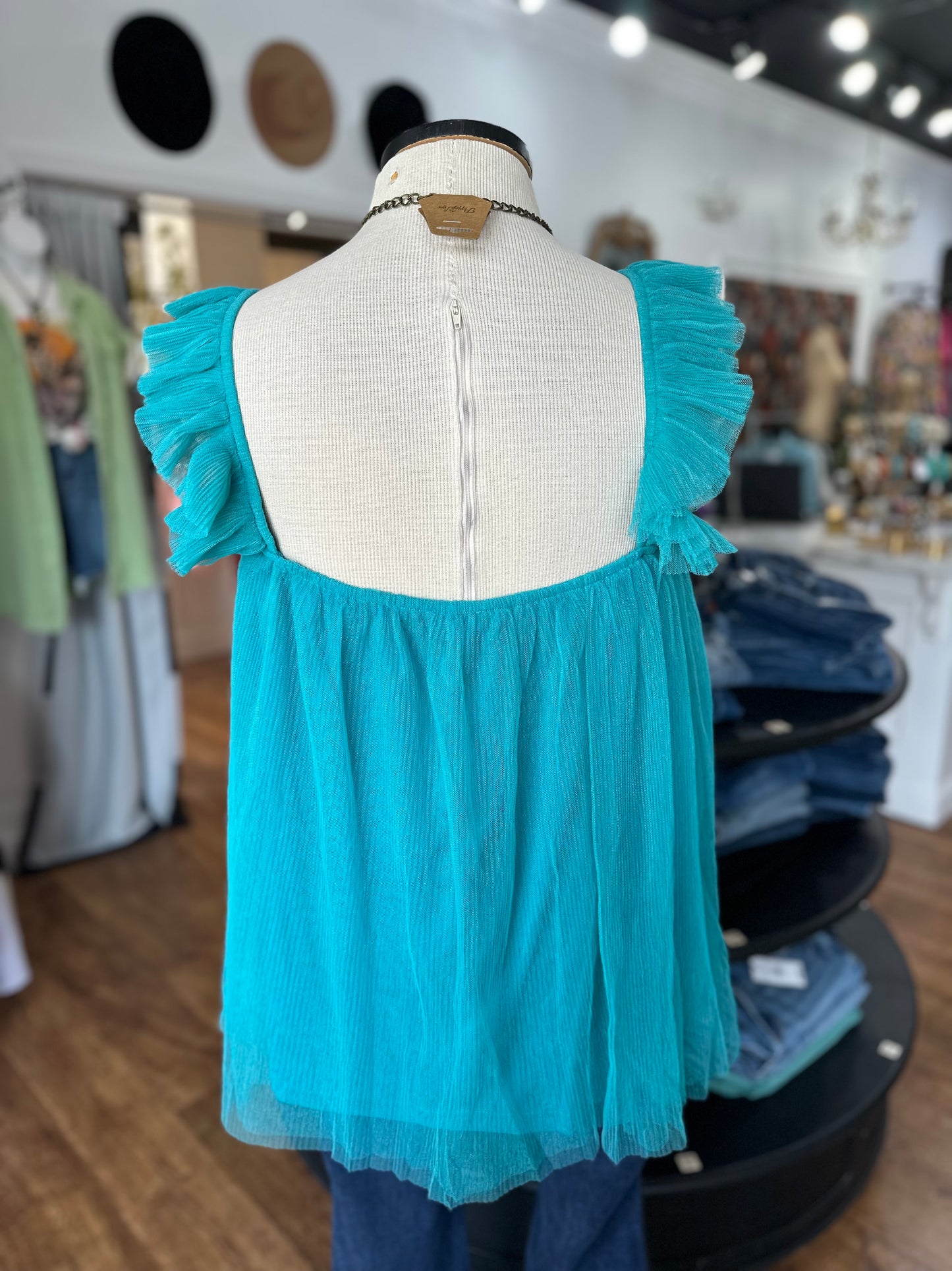 Lead The Way Frill Top ~ Turquoise