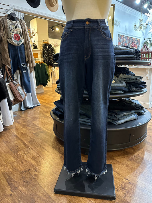 Judy Blue Mid Rise Straight Leg Fray Hem Jean ~ EVE