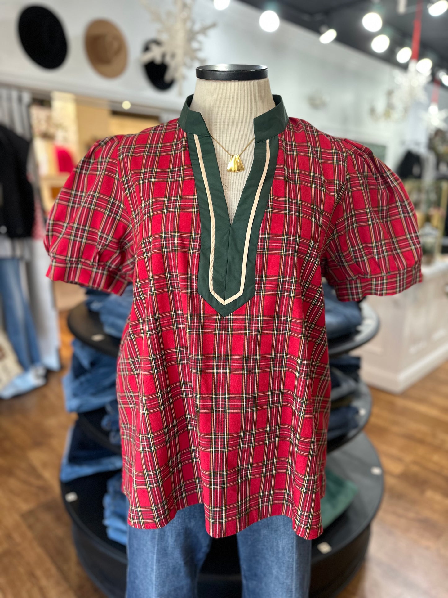 Deck The Halls Plaid Top