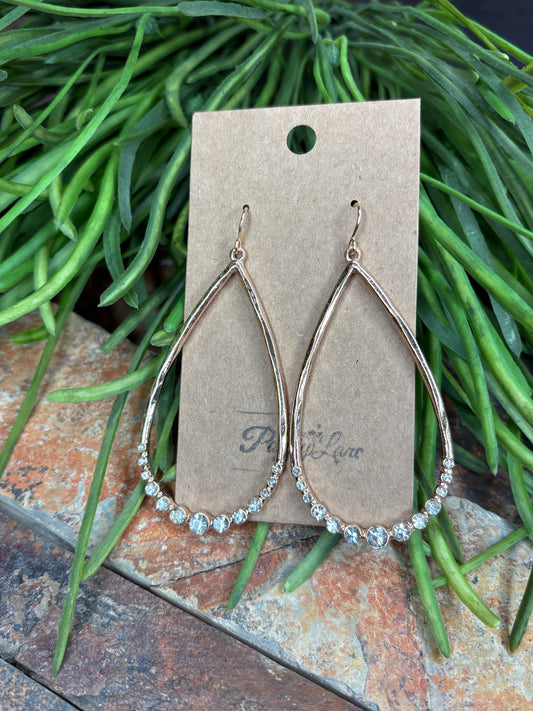 You're Invited Rhinestone Teardrop Earrings - Gold
