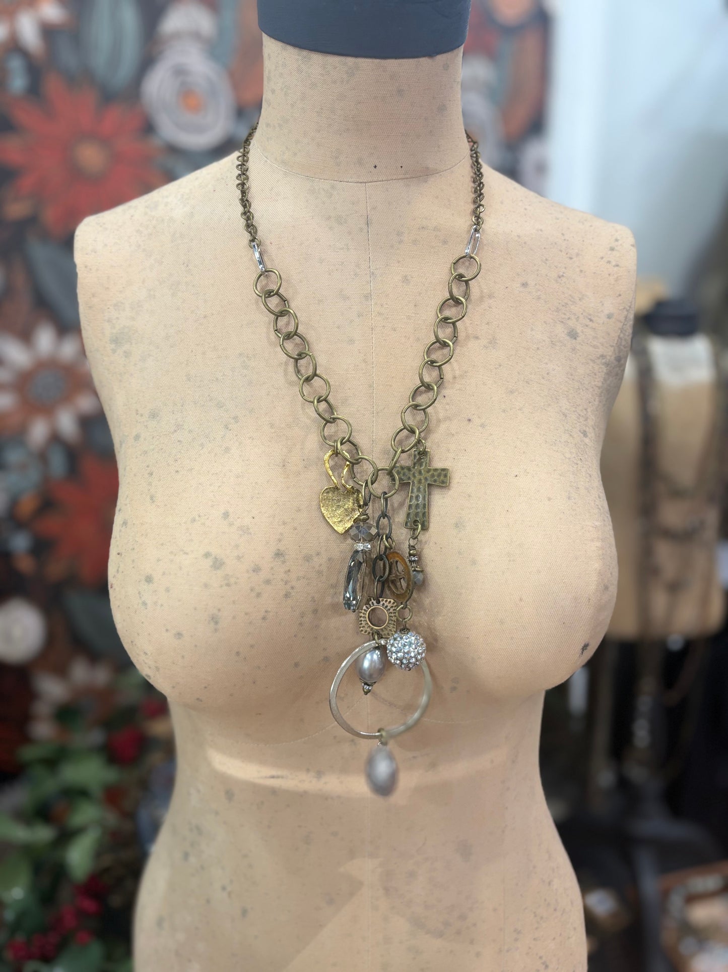 Gypsy Relics Mixed Metal Charm Necklace