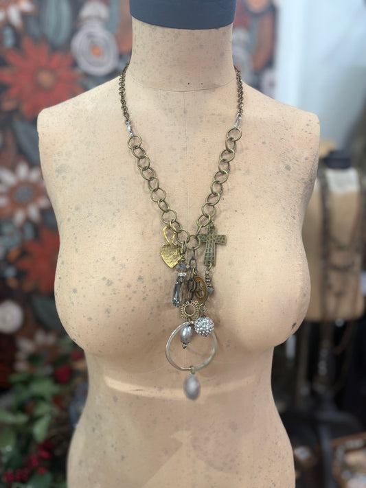 Gypsy Relics Mixed Metal Charm Necklace