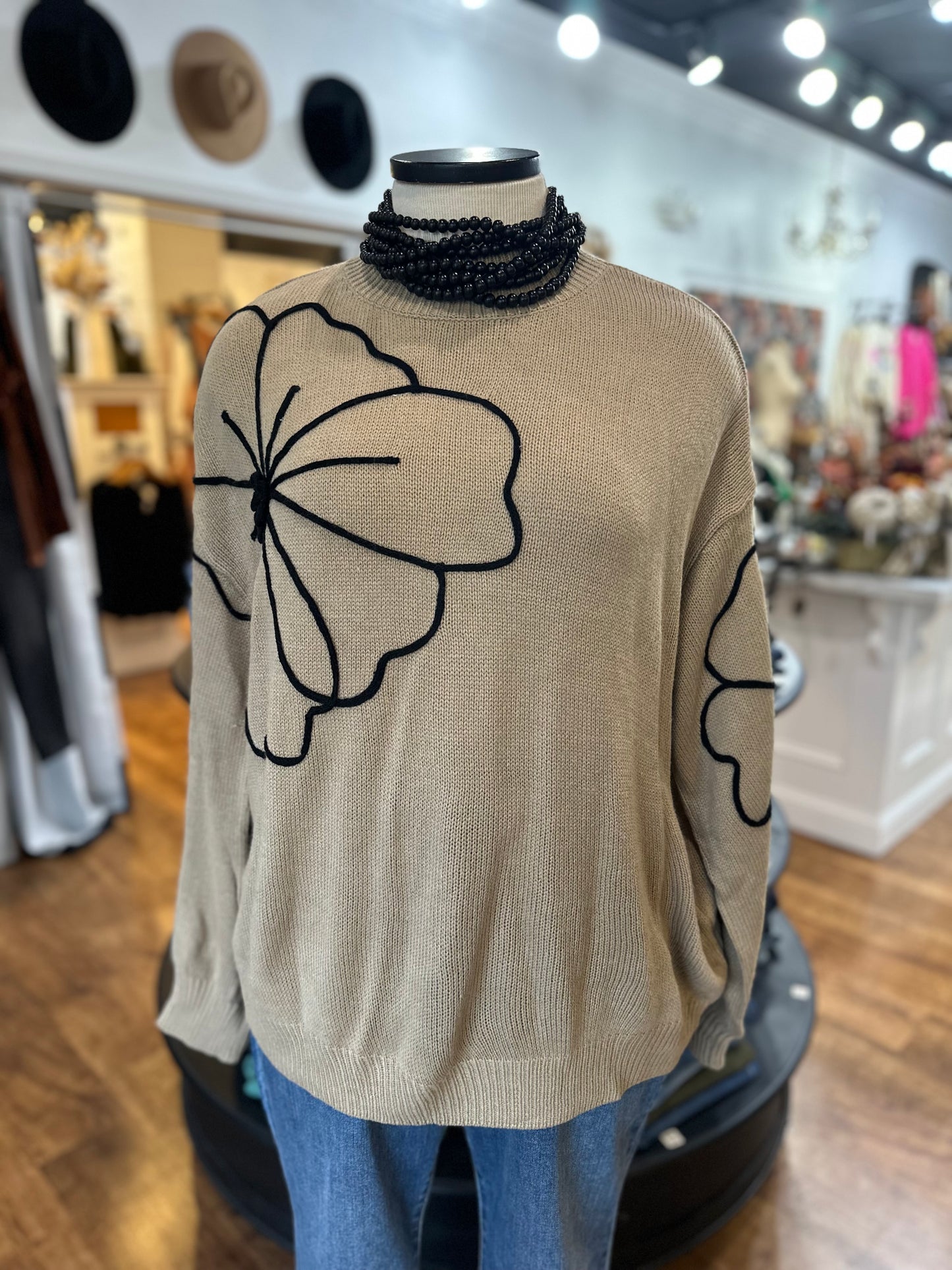 Lucky You're Here Flower Sweater