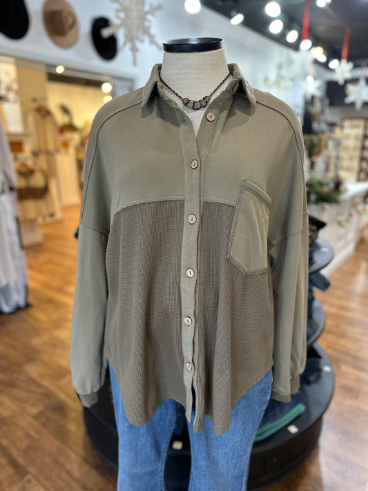 Can You Keep A Secret Waffle Knit Shacket