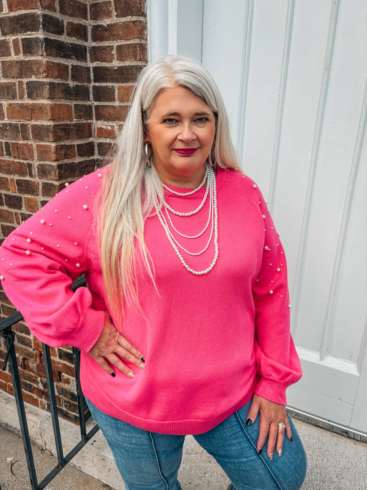 Coming Your Way Pearled Sweater
