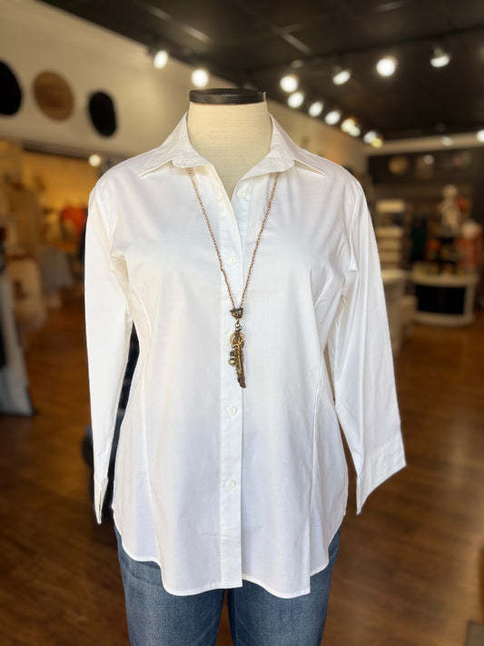 Have It All Button Up Top ~ White