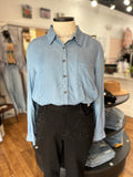 Secret Message Chambray Button Up Top
