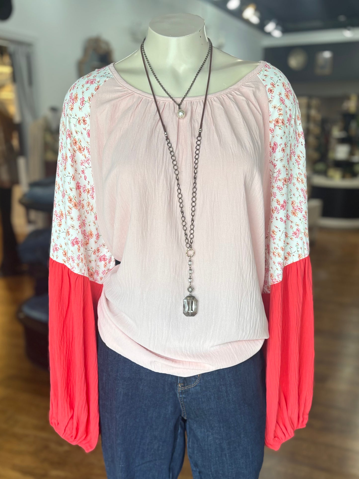 Look Ahead Floral Colorblock Top