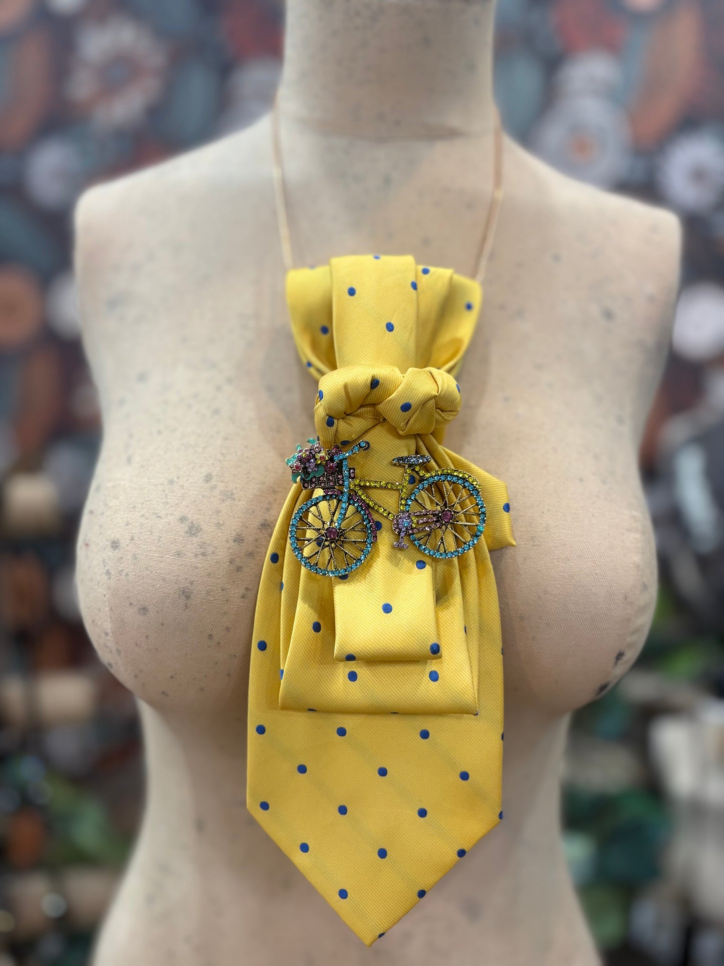 The It Girl Necktie Necklace Accessory / Yellow Polka Dot