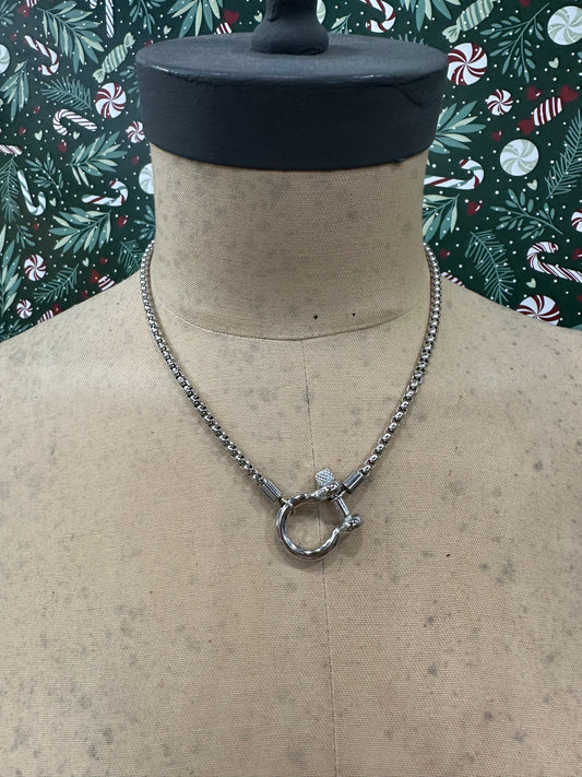 High Roller Horseshoe Buckle Necklace ~ Silver