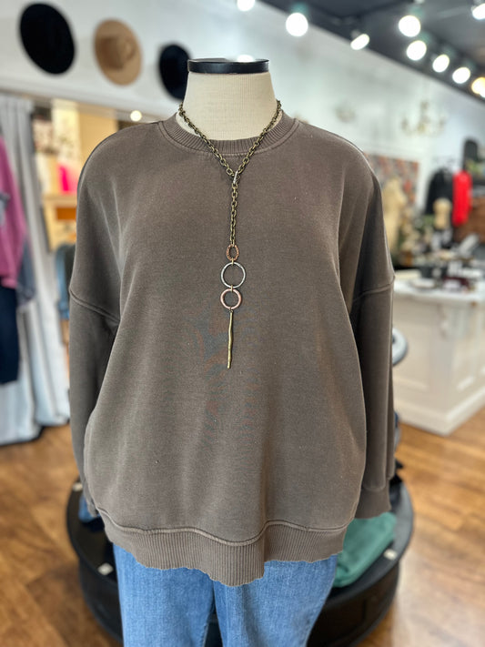 Never Looking Back Pullover ~ Brown