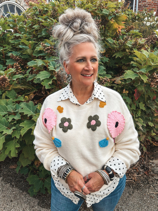 Cozy Blooms Crochet Flower Sweater