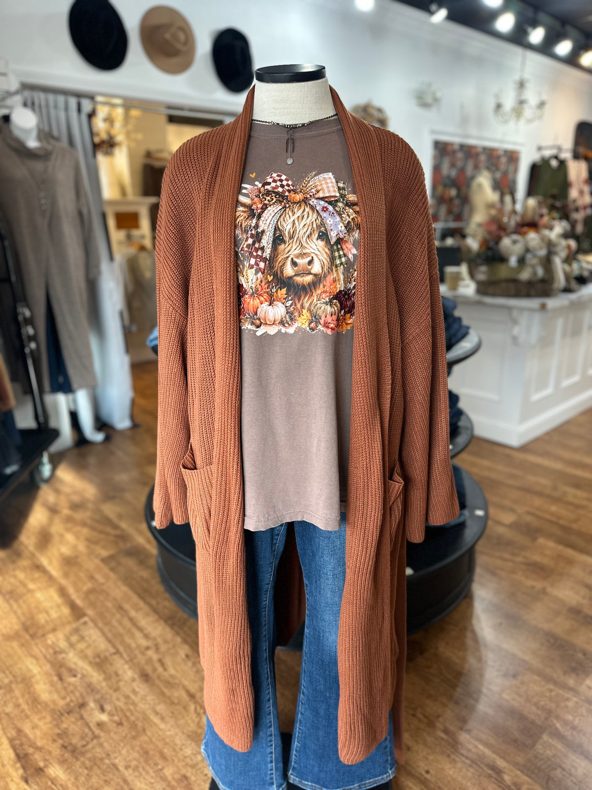 Flawless Feeling Tie Front Cardigan ~ Brick
