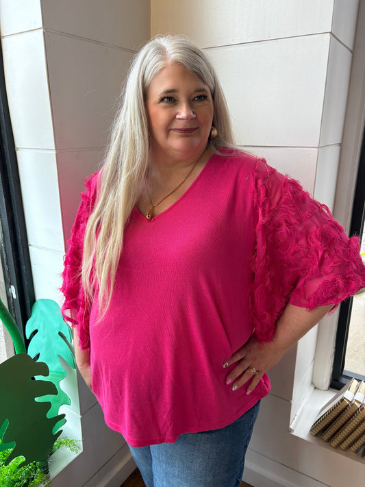 On The Run Textured Sleeve Top