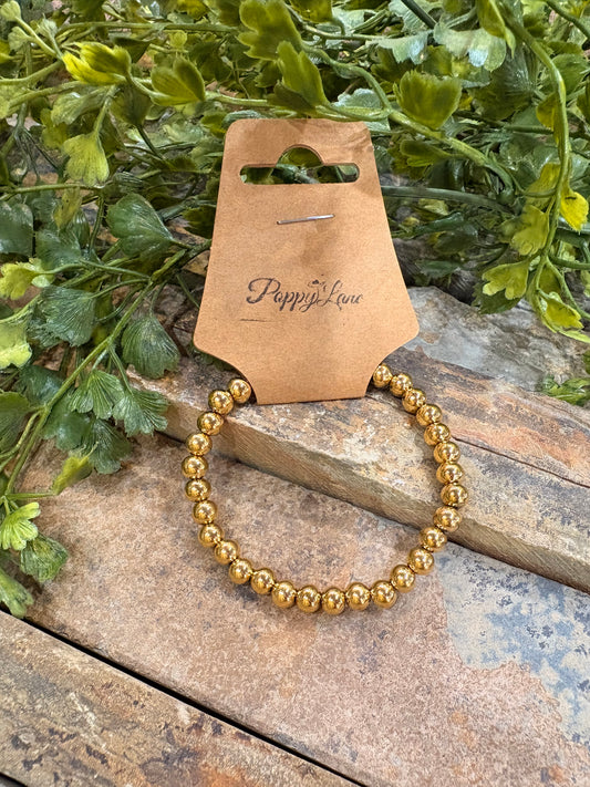 Dainty Luxe Bead Bracelet / Gold 6mm