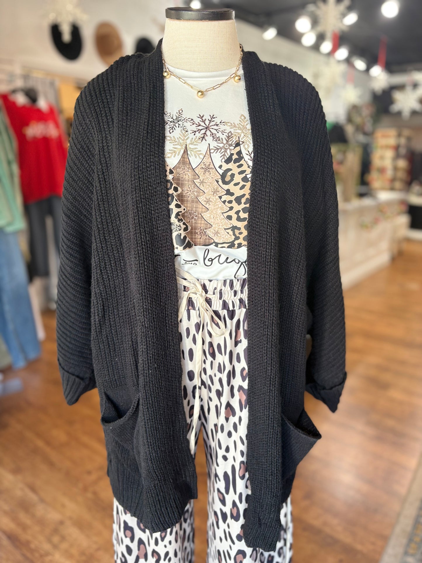 Secrets To Tell Oversized Black Cardigan