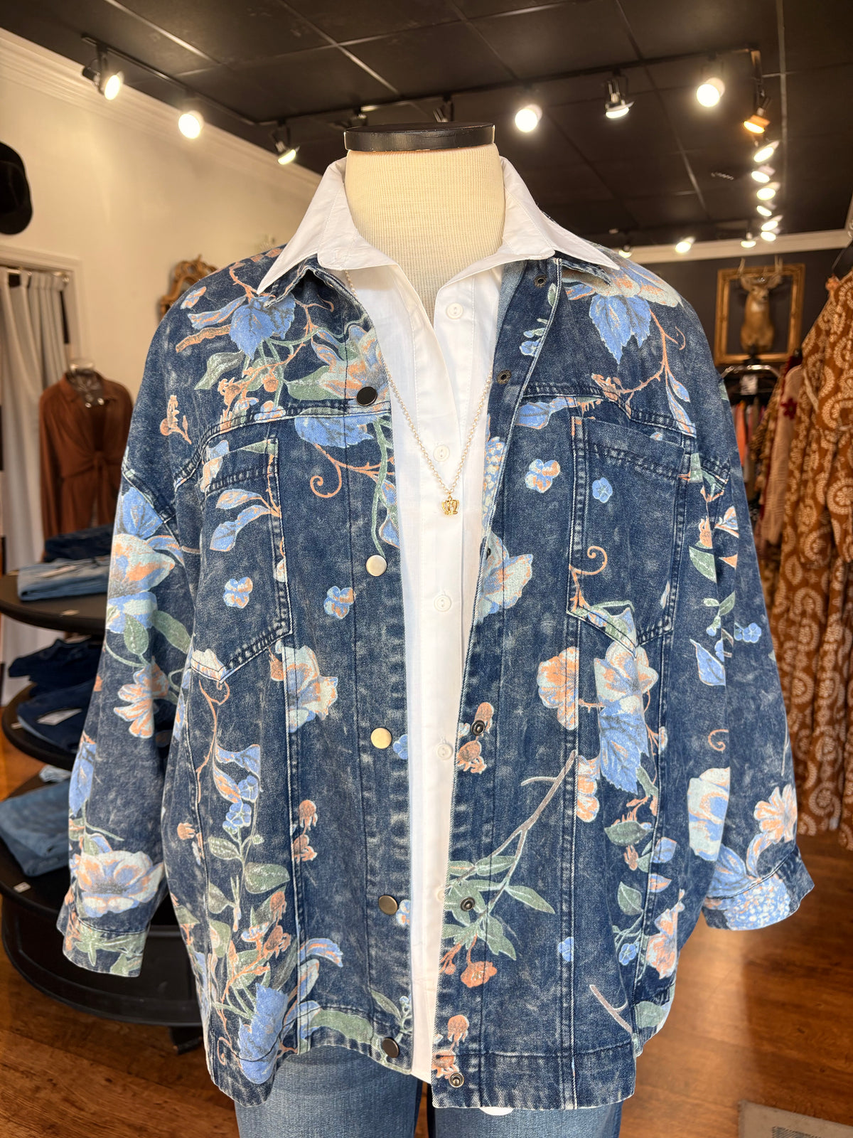 Make It Known Floral Denim Jacket