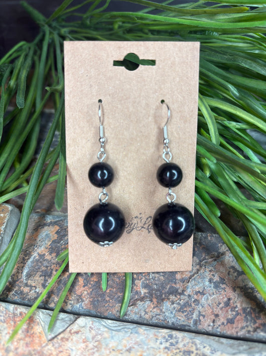 Happy Moments Dangle Earrings (Black/Silver)