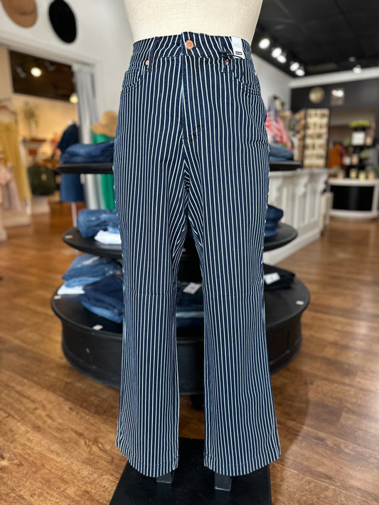 Judy Blue High Waist Tummy Control Striped Straight Jean ~ SYBIL