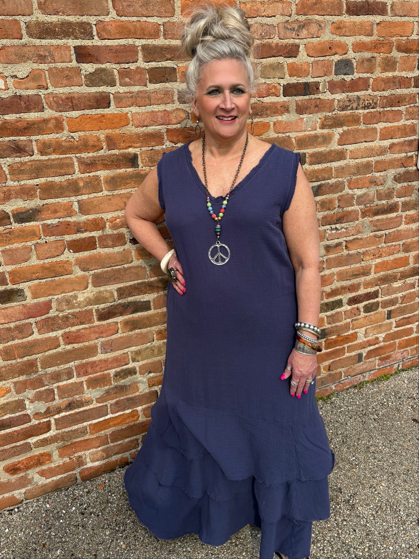 Nothing Complicated Cotton Crepe Dress ~ Navy