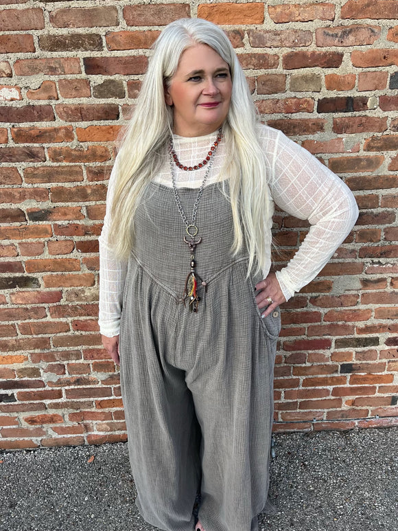 Happy Sanctuary Wide Leg Jumpsuit ~ Mocha