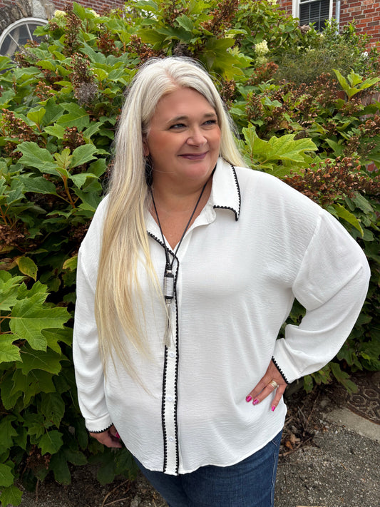 Courageously You Button Down Top