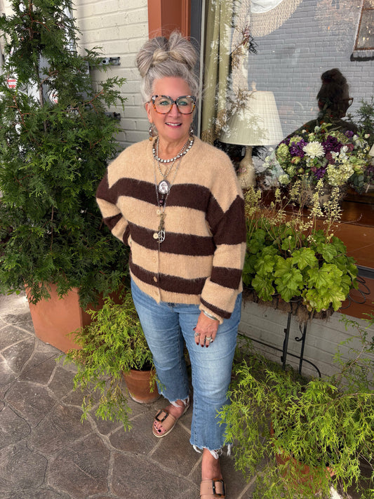 Keep It Straight Striped Cardigan