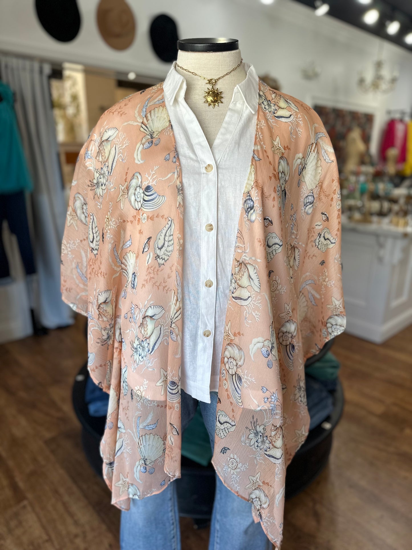 Coastal Vibes Sheer Printed Kimono