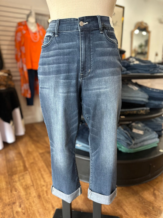 Judy Blue Dark Wash Cuffed Capri ~ NATALIA