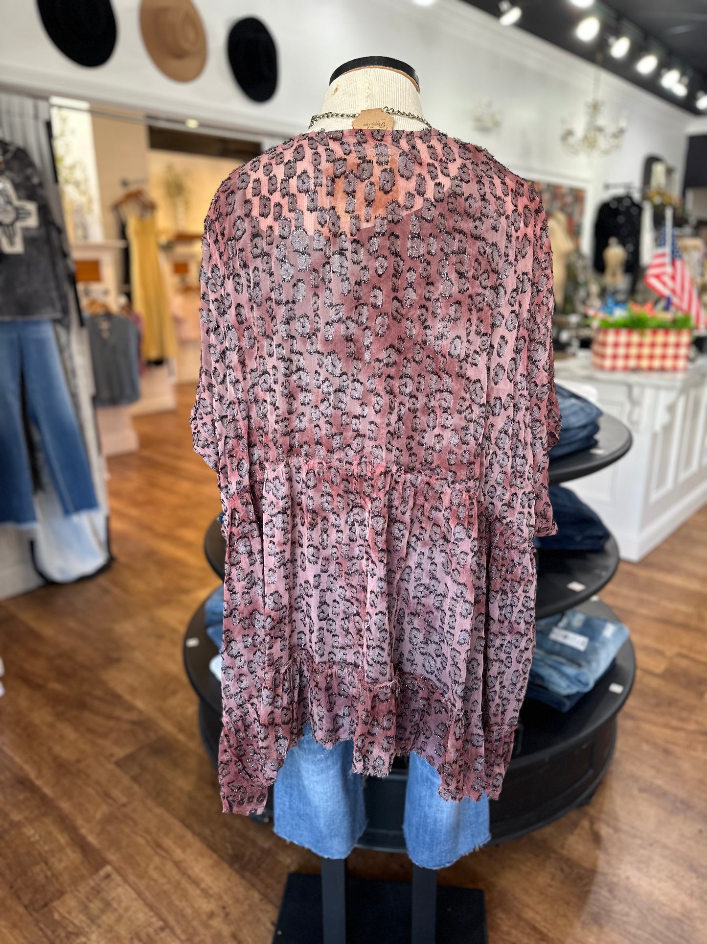 Sheer Dyed Leopard Kimono